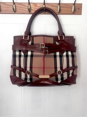 Burberry Bridle Lynher House Check Canvas Shoulder Bag